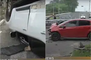 Caminhonete capota após colisão com carro e condutores ficam feridos em Teresina(Reprodução)