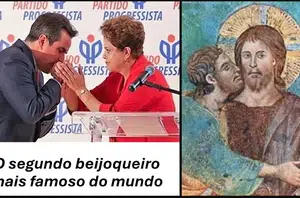 Ciro beija Dilma, Judas beija Jesus(Montagem pensarpiaui)